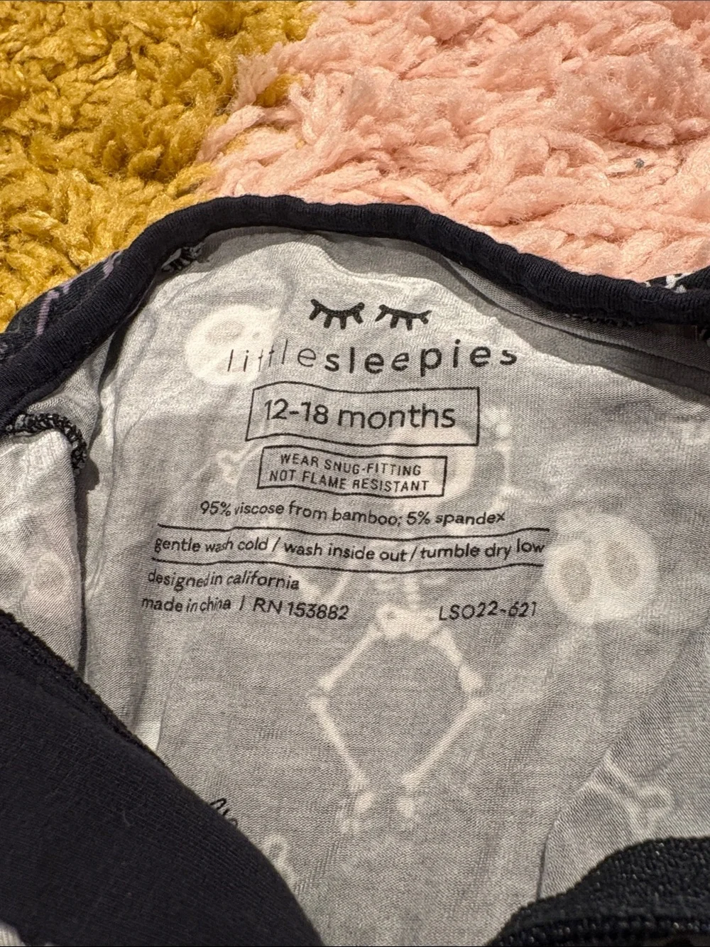 Little Sleepies Black and White Skeleton Footless Pajamas